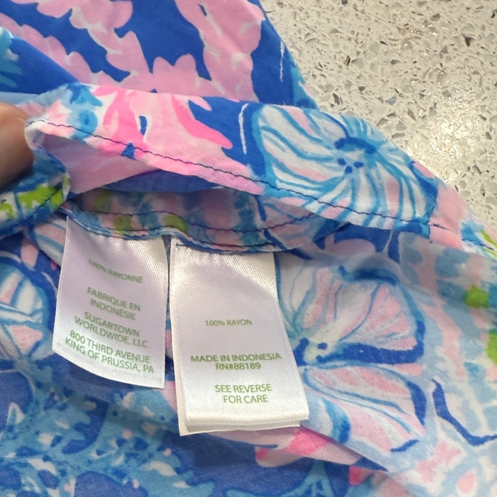 Lilly Pulitzer Blue and Pink Floral Blouse - Picture 6 of 6